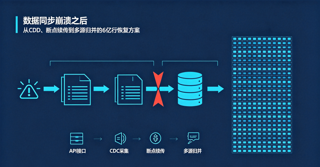 凌晨 2 点同步挂了，6 亿行数据要重跑？CDC + 断点续传 + 多源归并，破解数据同步三大难题