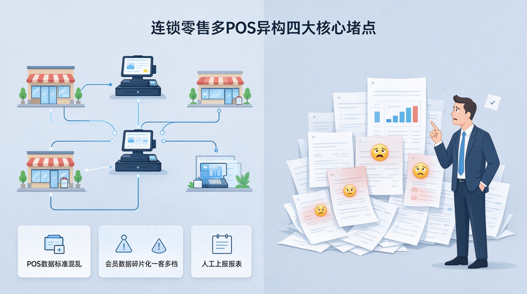 破除门店数据乱象:连锁零售集团多POS异构下的销售与会员统一视图搭建