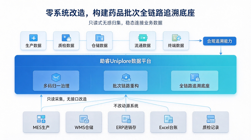 轻量落地合规追溯:零系统改造实现药品批次全链路数据溯源