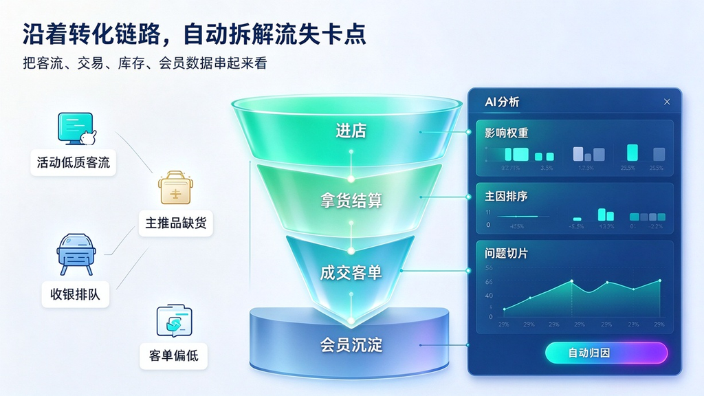 门店客流明明涨了,营收为什么上不去?用数据定位转化流失的核心卡点