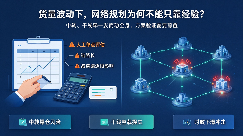 货量波动难预判,如何提前测算快运中转与干线方案?
